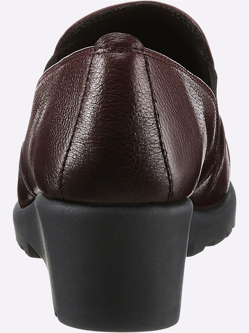 Mocassins en cuir avec bride élastique et semelle amortissante - Taille standard - Witt Bordeaux - Kiabi