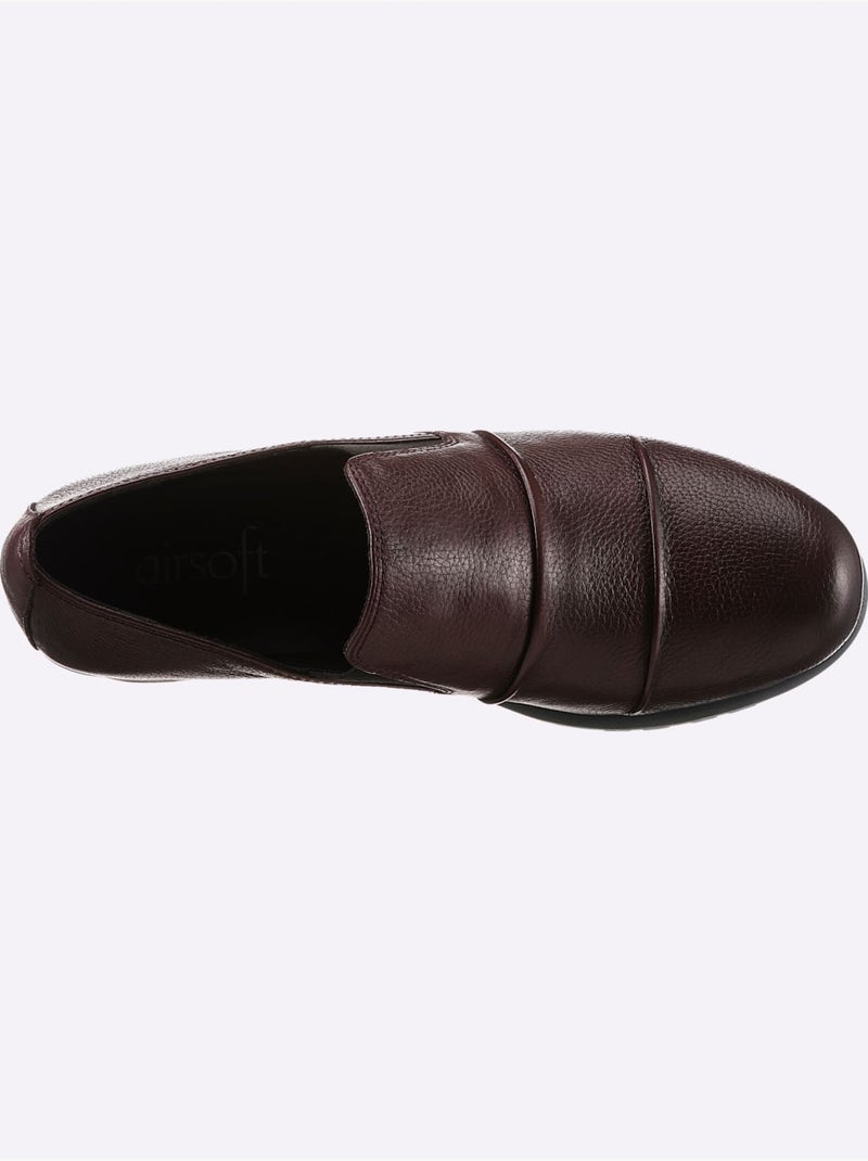 Mocassins en cuir avec bride élastique et semelle amortissante - Taille standard - Witt Bordeaux - Kiabi