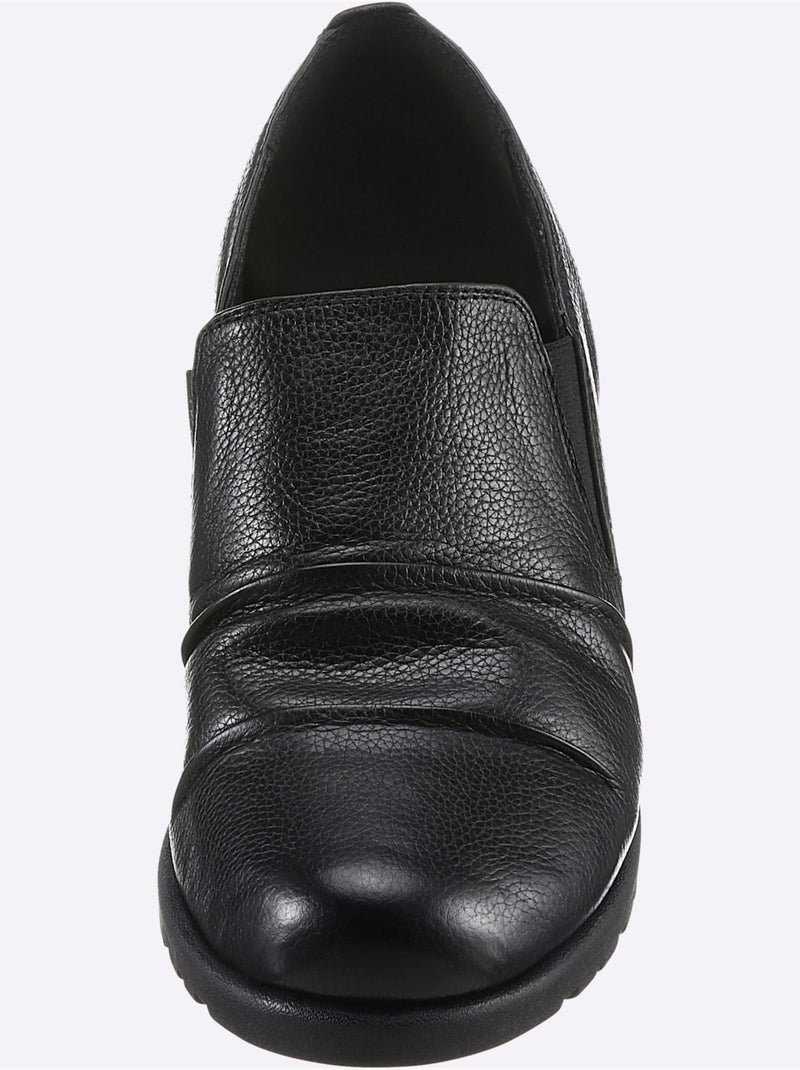 Mocassins en cuir avec bride élastique et semelle amortissante - Taille standard - Witt Noir - Kiabi