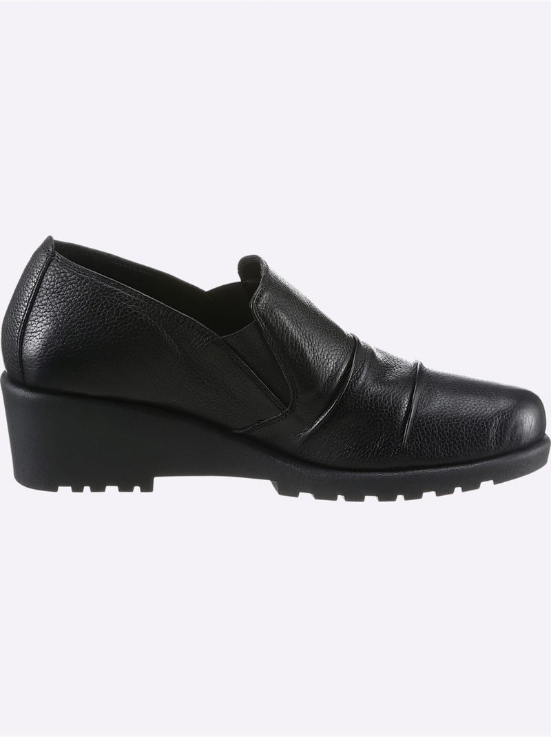 Mocassins en cuir avec bride élastique et semelle amortissante - Taille standard - Witt Noir - Kiabi