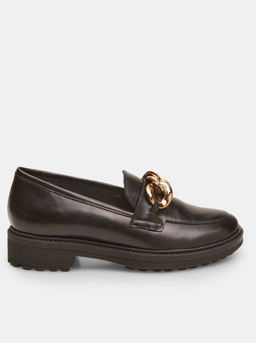 Mocassins en cuir avec chaîne appliquée BATA - Kiabi