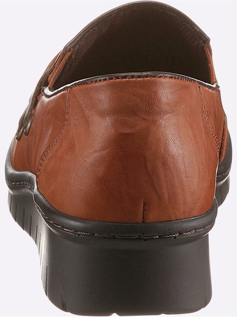 Mocassins en cuir avec élastiques latéraux et semelle amortissante - Taille standard - Witt Ambre - Kiabi