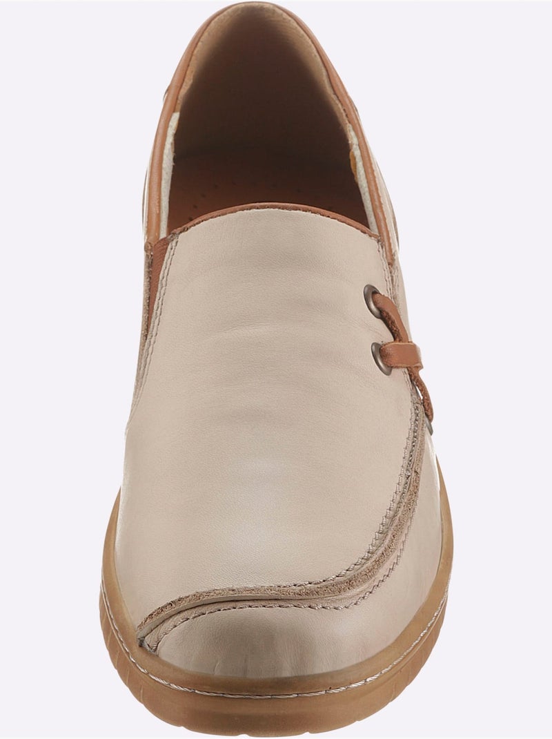 Mocassins en cuir avec élastiques latéraux et semelle amortissante - Taille standard - Witt Beige - Kiabi