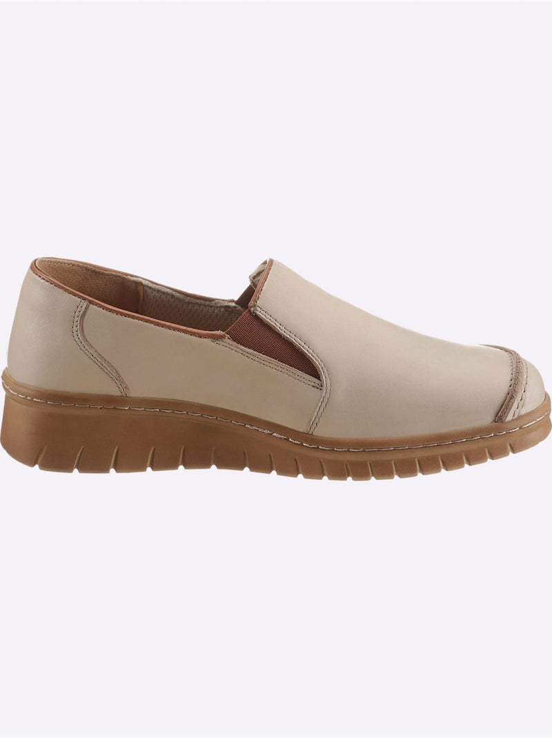 Mocassins en cuir avec élastiques latéraux et semelle amortissante - Taille standard - Witt Beige - Kiabi