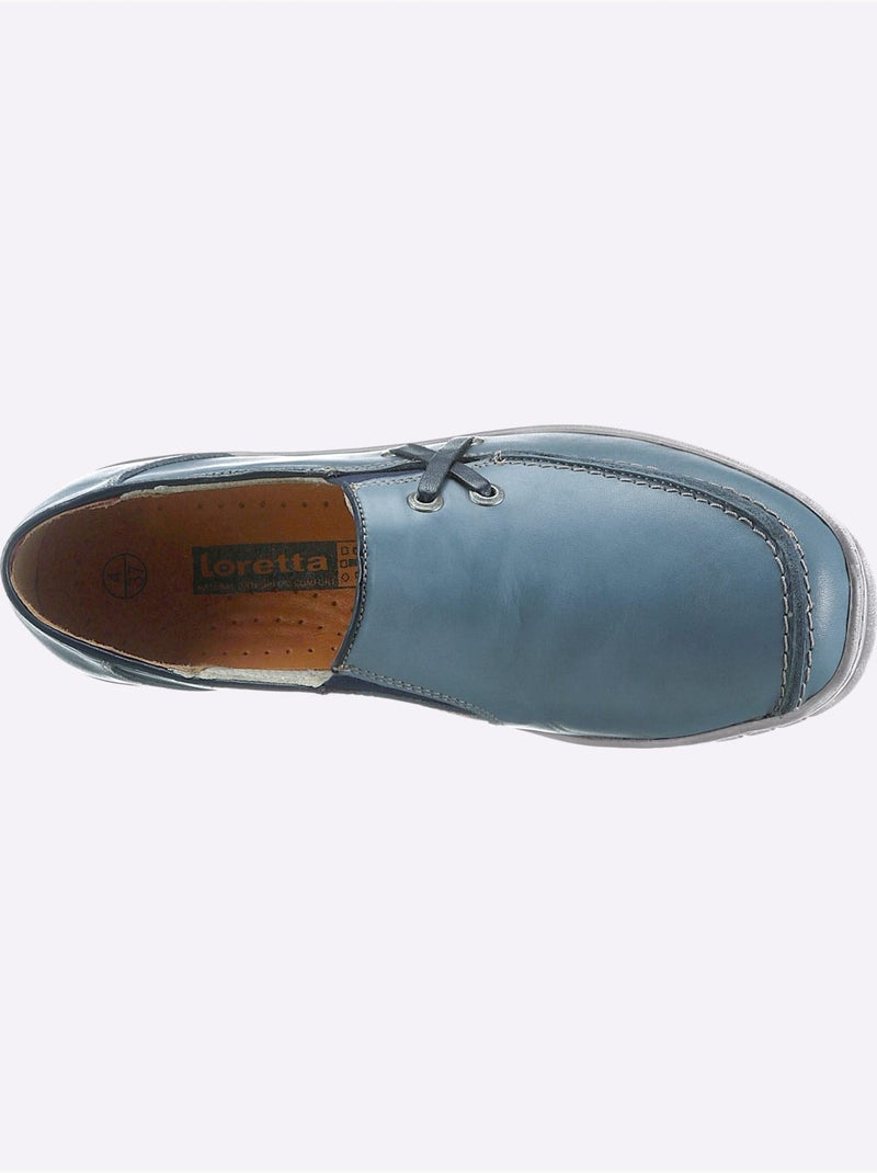 Mocassins en cuir avec élastiques latéraux et semelle amortissante - Taille standard - Witt Bleu jean - Kiabi