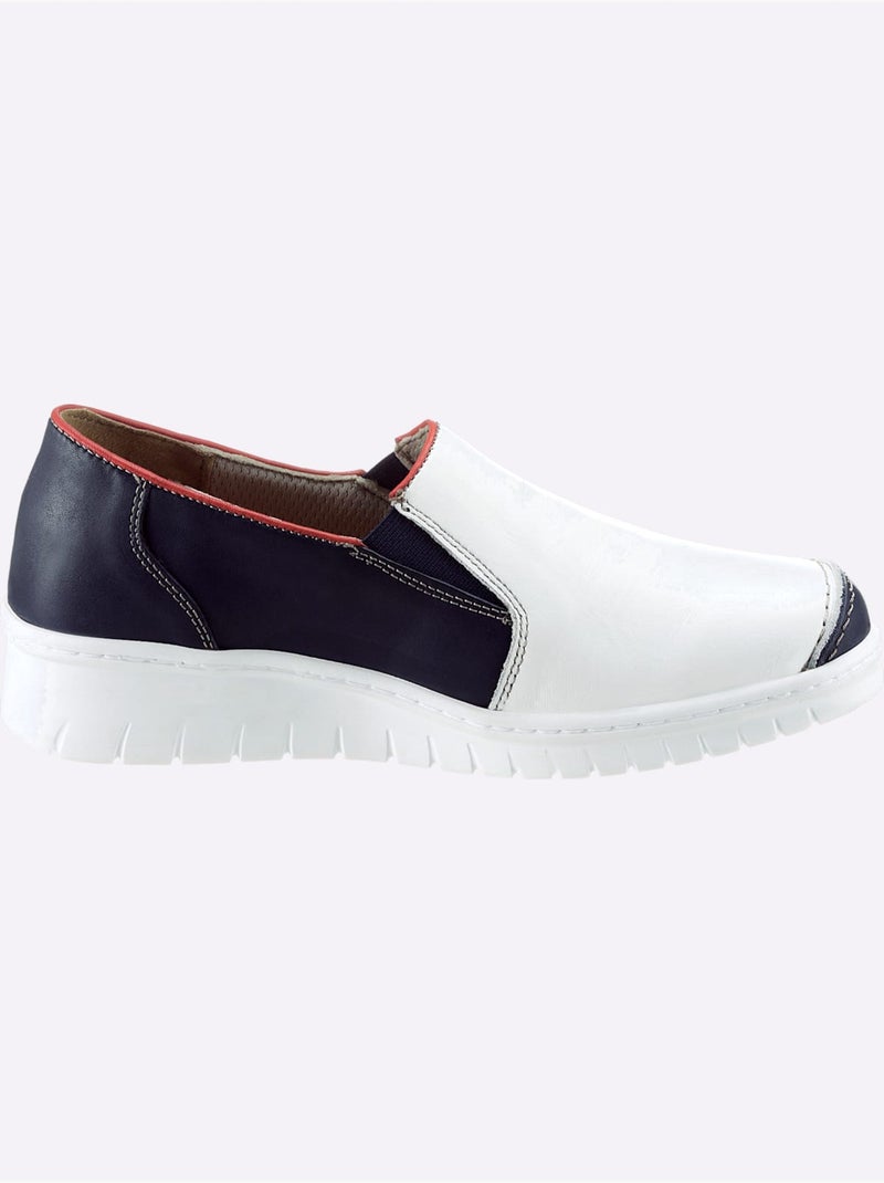 Mocassins en cuir avec élastiques latéraux et semelle amortissante - Taille standard - Witt Bleu marine - Kiabi