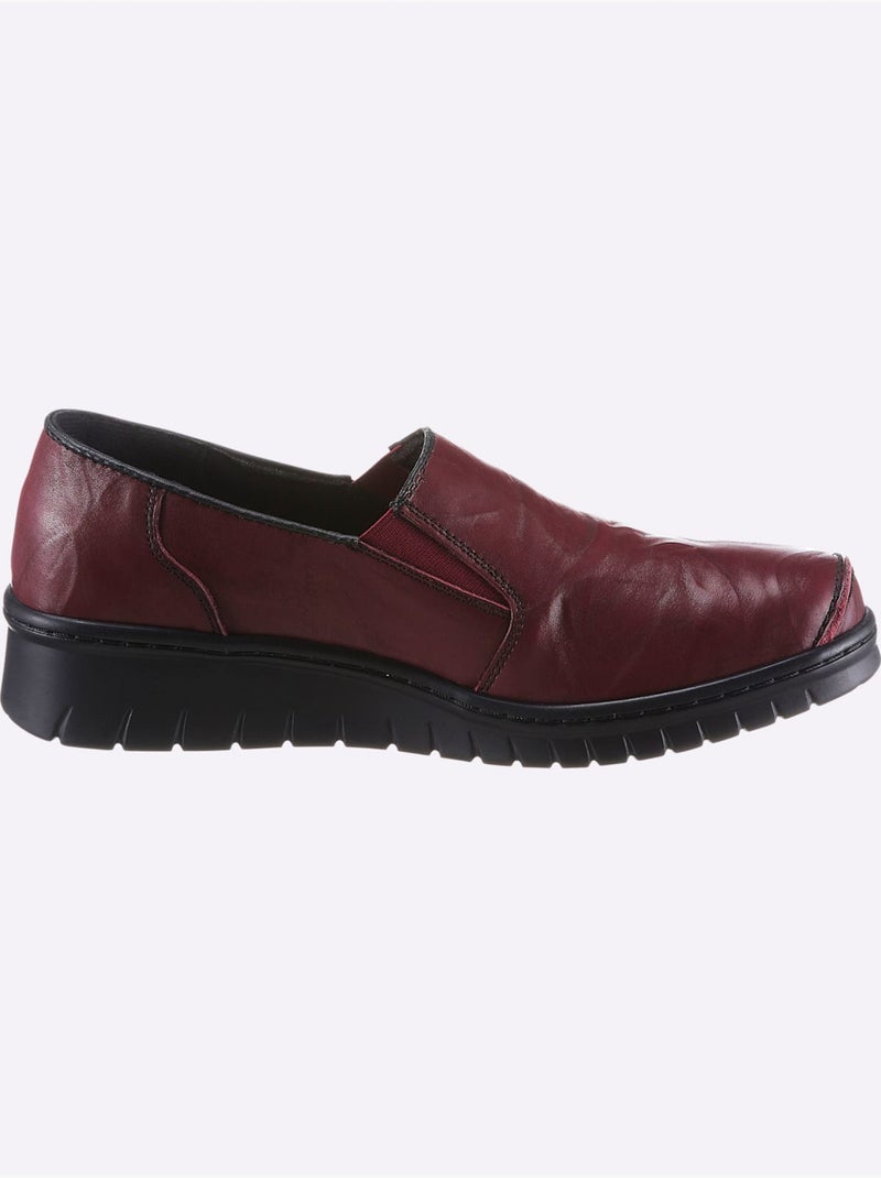 Mocassins en cuir avec élastiques latéraux et semelle amortissante - Taille standard - Witt Bordeaux - Kiabi