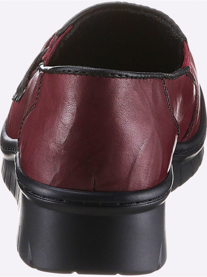 Mocassins en cuir avec élastiques latéraux et semelle amortissante - Taille standard - Witt Bordeaux - Kiabi