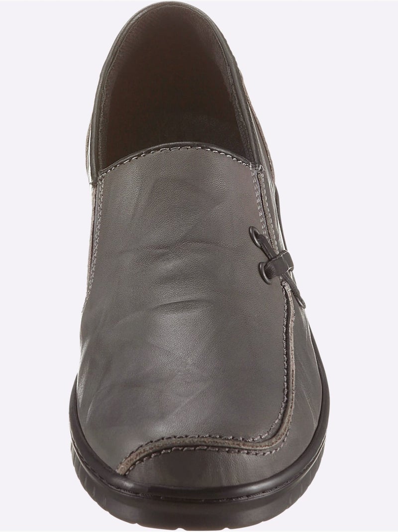 Mocassins en cuir avec élastiques latéraux et semelle amortissante - Taille standard - Witt Gris - Kiabi