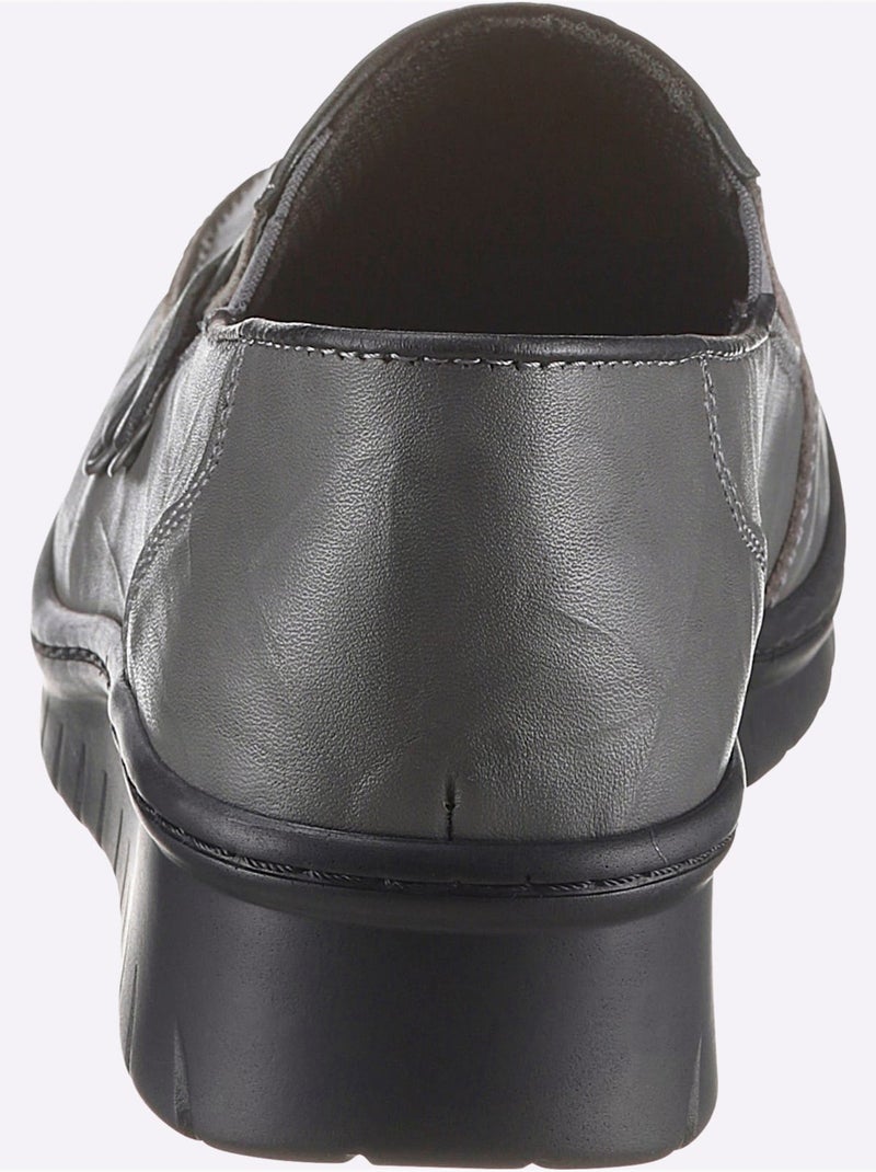 Mocassins en cuir avec élastiques latéraux et semelle amortissante - Taille standard - Witt Gris - Kiabi