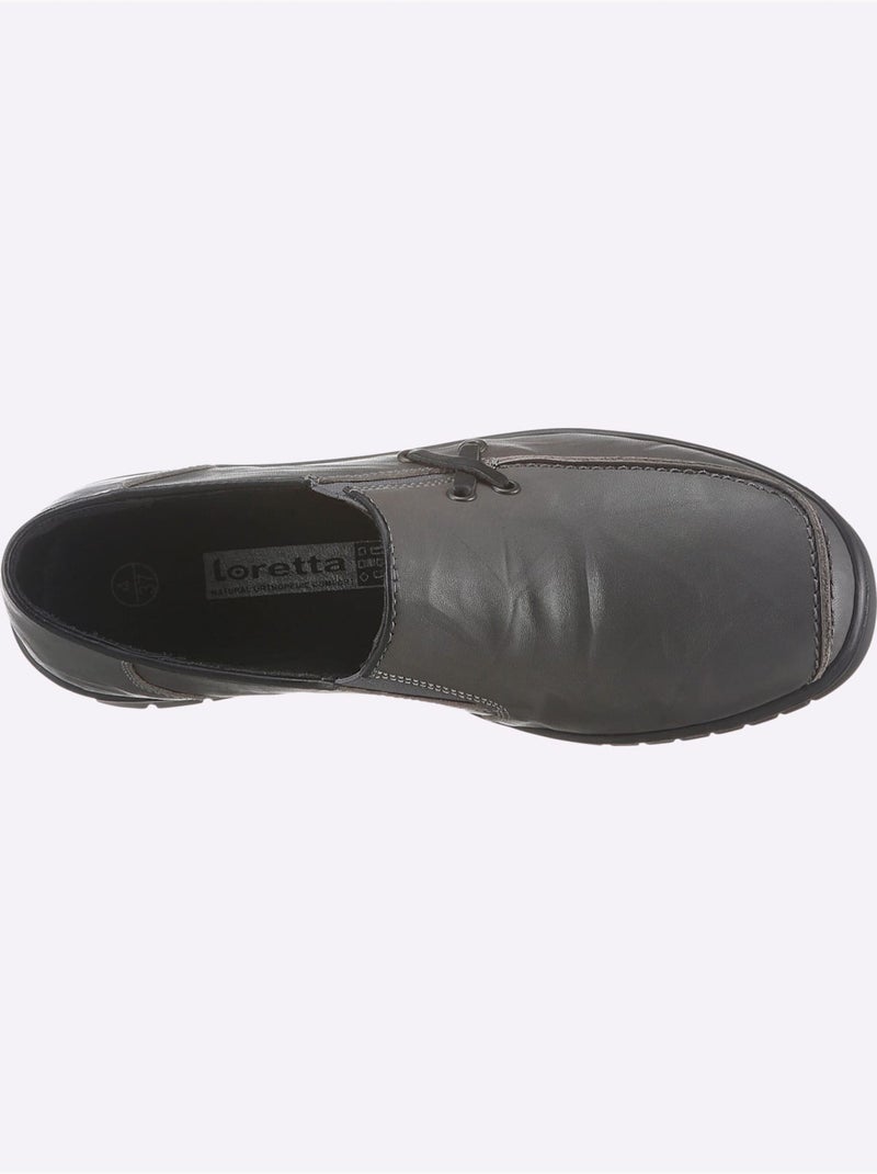 Mocassins en cuir avec élastiques latéraux et semelle amortissante - Taille standard - Witt Gris - Kiabi