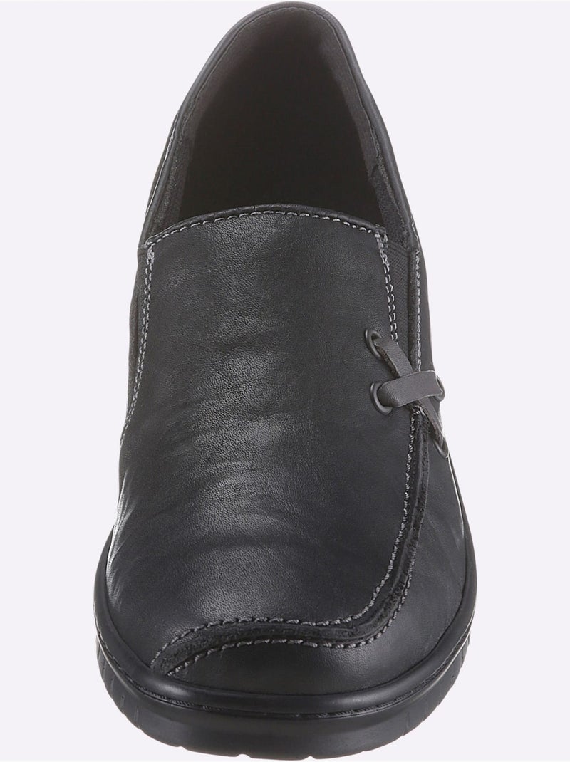 Mocassins en cuir avec élastiques latéraux et semelle amortissante - Taille standard - Witt Noir - Kiabi