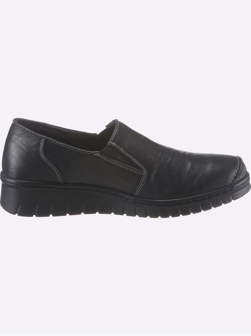 Mocassins en cuir avec élastiques latéraux et semelle amortissante - Taille standard - Witt Noir - Kiabi