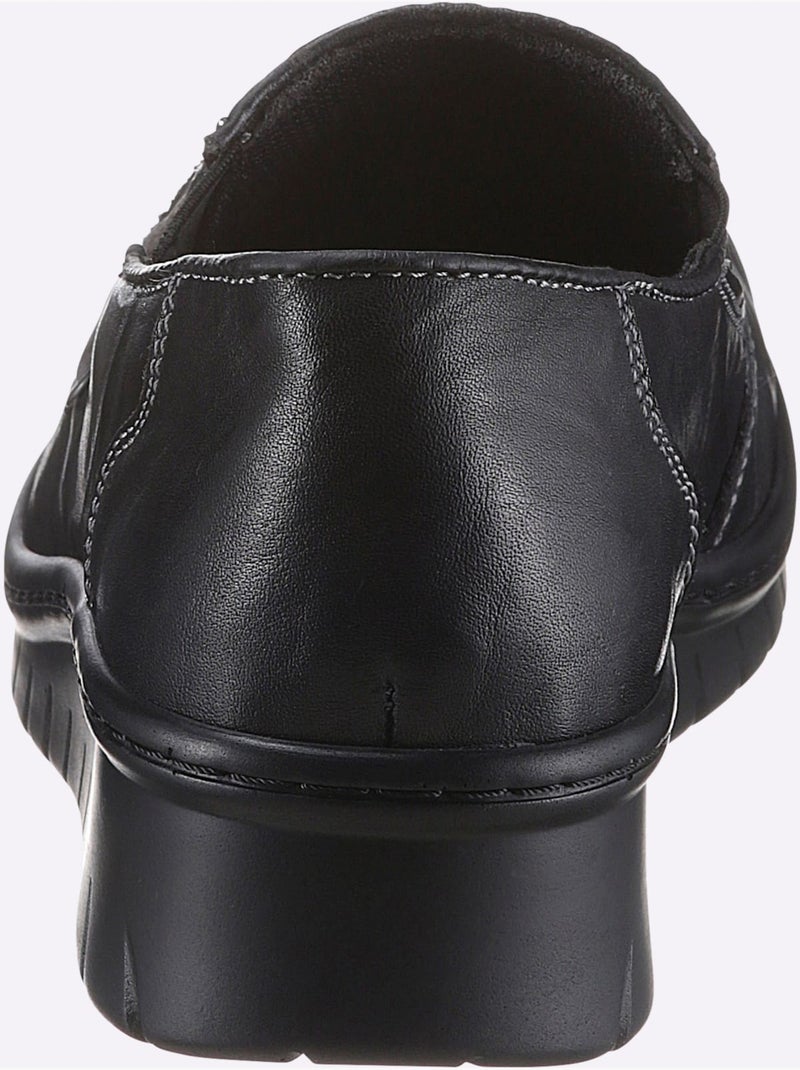 Mocassins en cuir avec élastiques latéraux et semelle amortissante - Taille standard - Witt Noir - Kiabi
