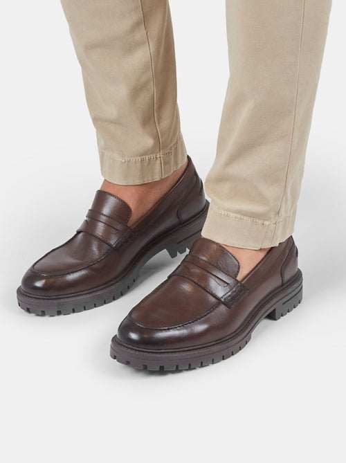 Mocassins en cuir avec semelle track BATA - Kiabi