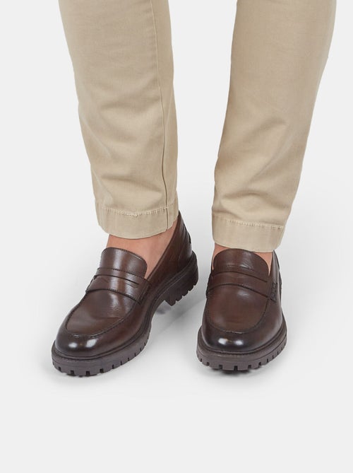Mocassins en cuir avec semelle track BATA - Kiabi