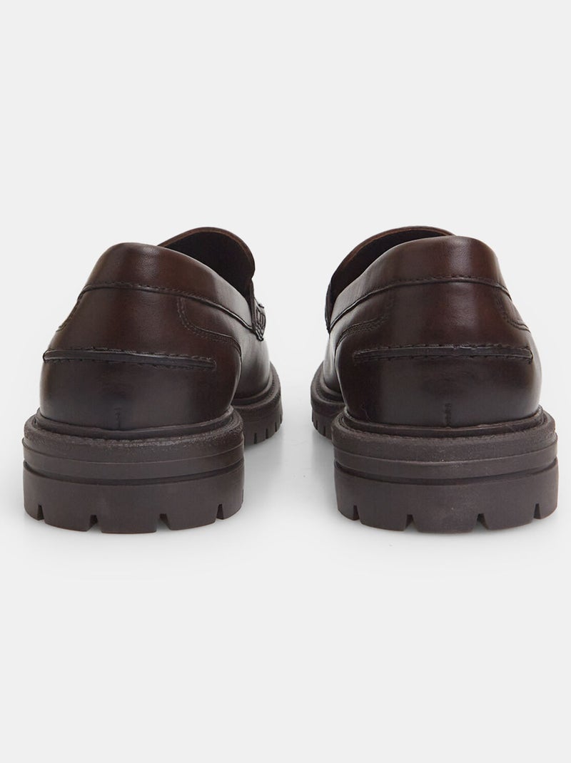 Mocassins en cuir avec semelle track BATA Marron - Kiabi