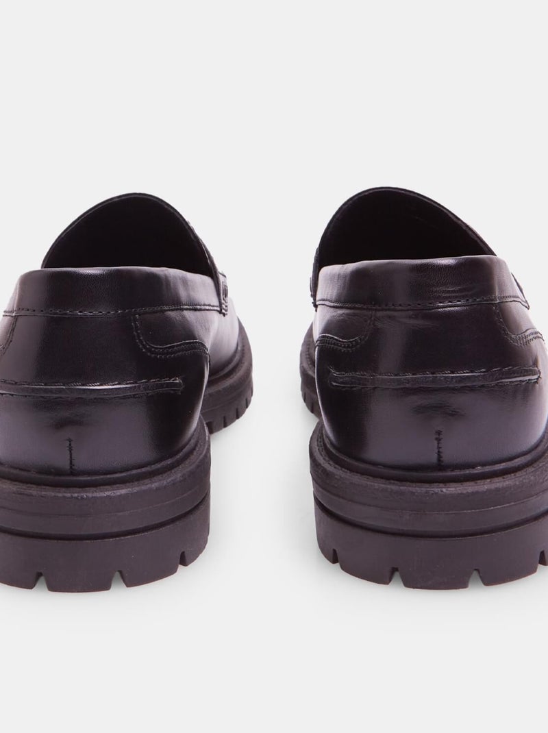Mocassins en cuir avec semelle track BATA Noir - Kiabi