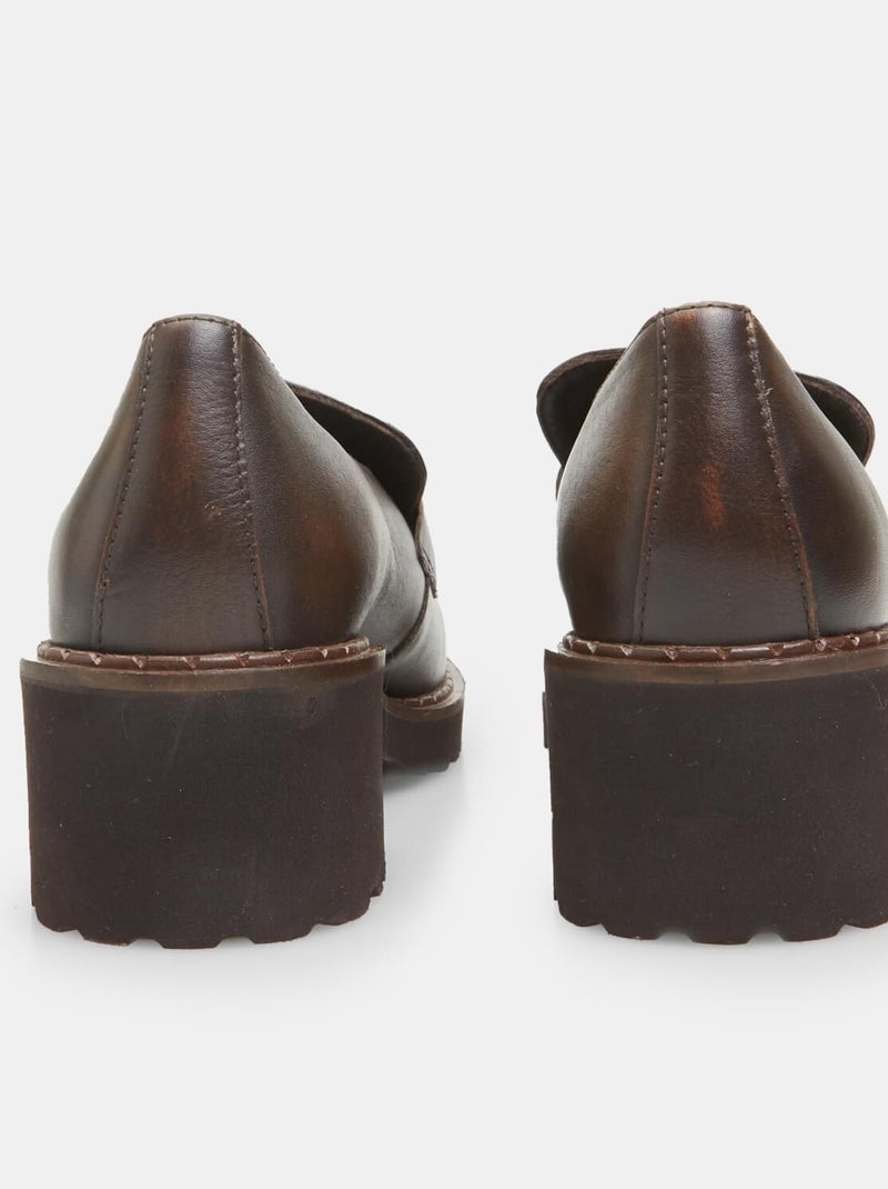 Mocassins en cuir avec talon 4,5 cm bata Marron - Kiabi
