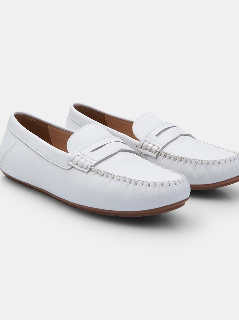 Mocassins en cuir Bata Blanc - Kiabi