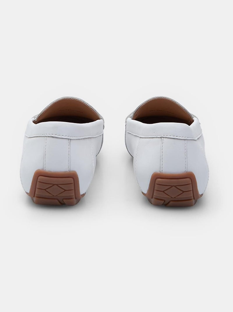 Mocassins en cuir Bata Blanc - Kiabi