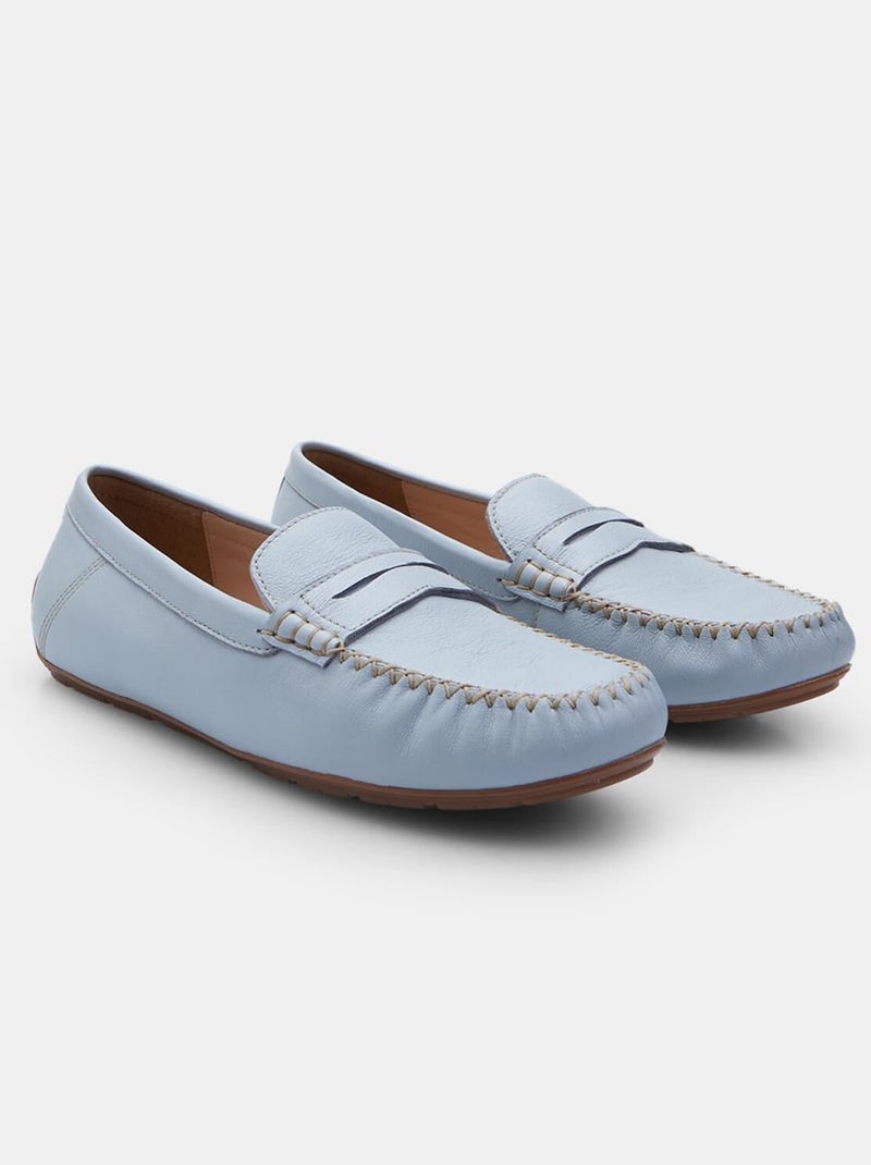 Mocassins en cuir Bata Bleu - Kiabi