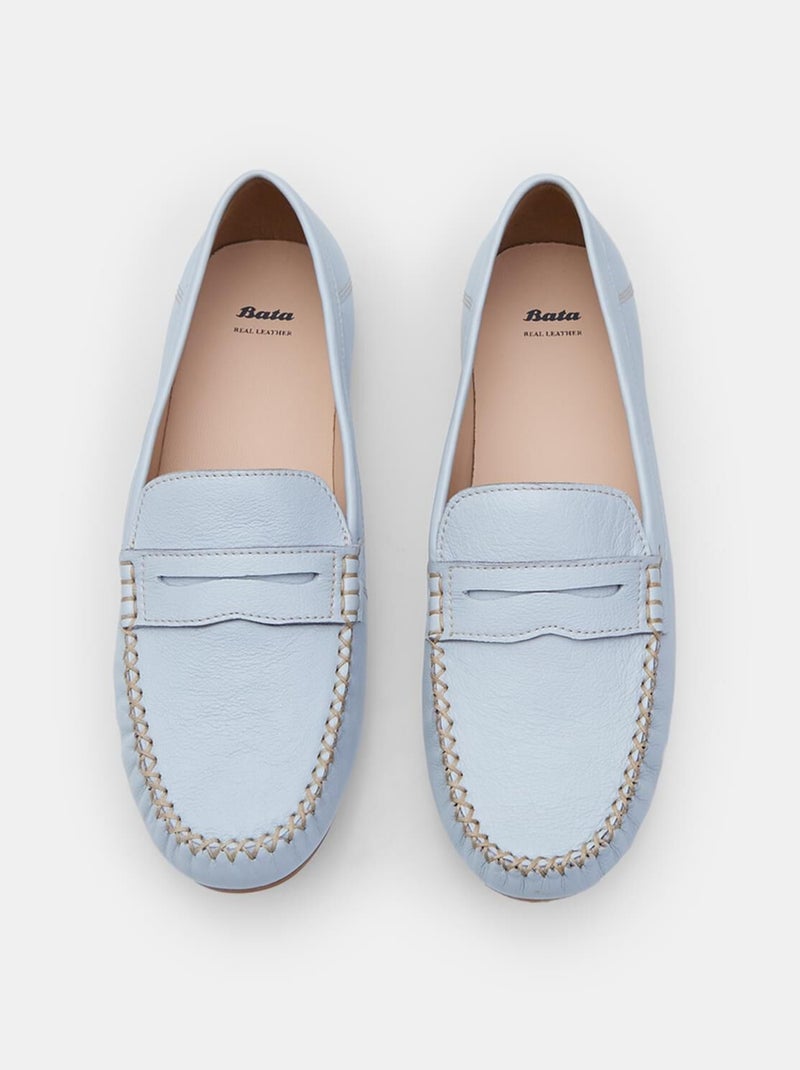 Mocassins en cuir Bata Bleu - Kiabi