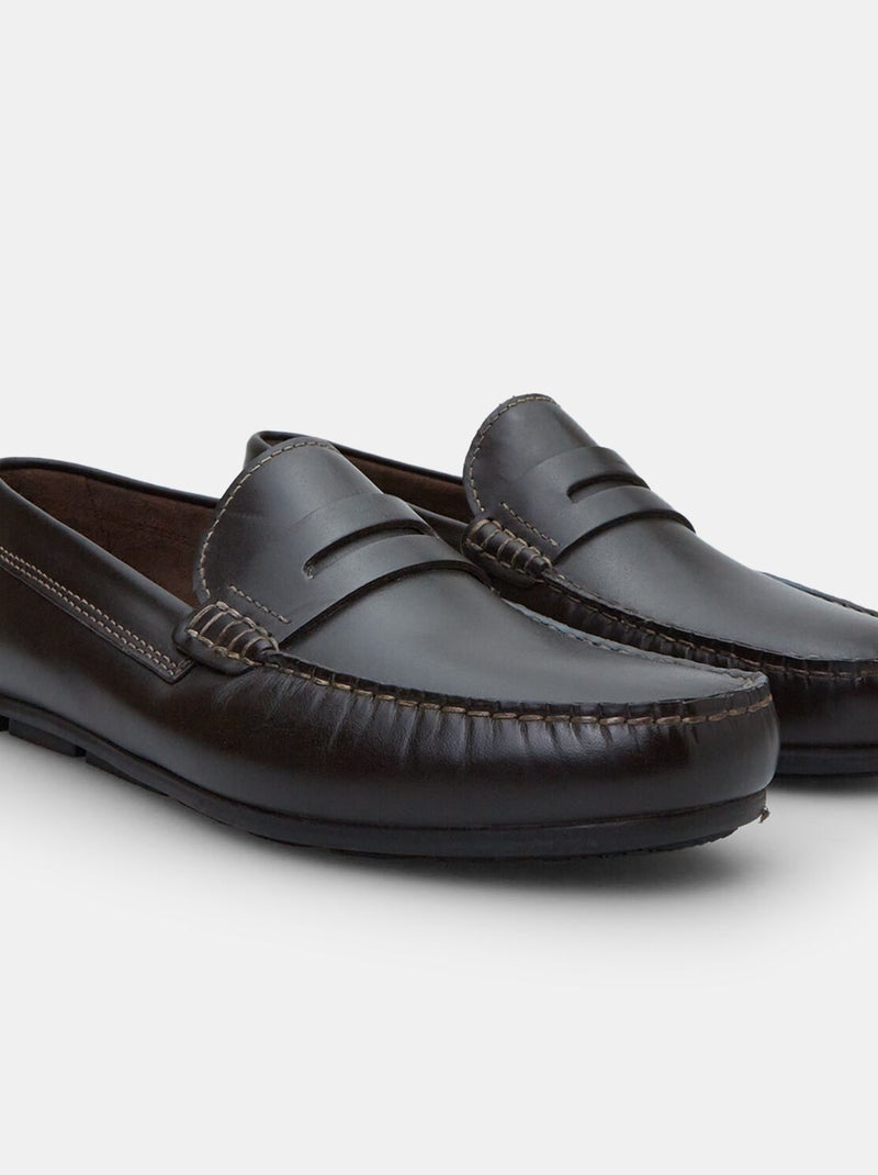 Mocassins en cuir BATA Marron - Kiabi