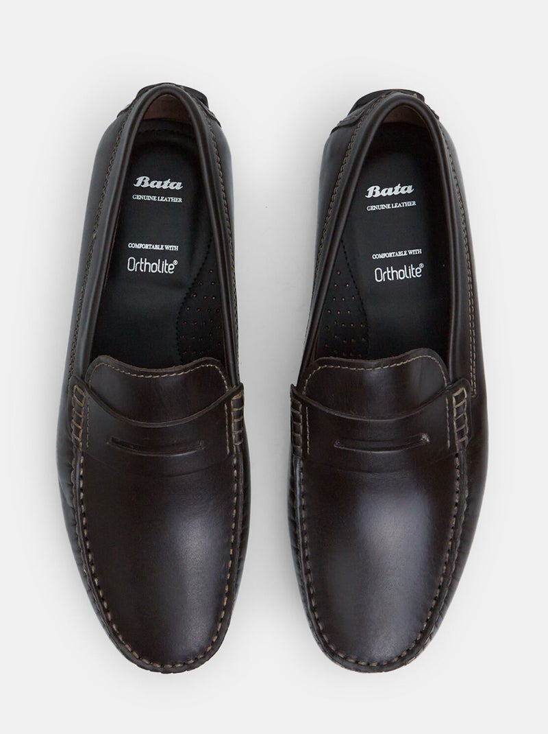 Mocassins en cuir BATA Marron - Kiabi