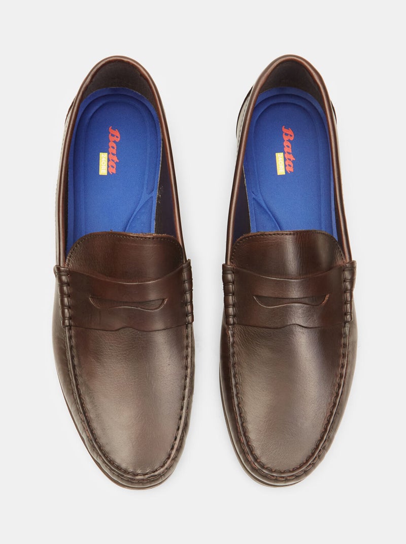 Mocassins en cuir BATA Marron - Kiabi
