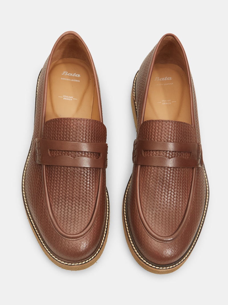 Mocassins en cuir BATA Marron - Kiabi