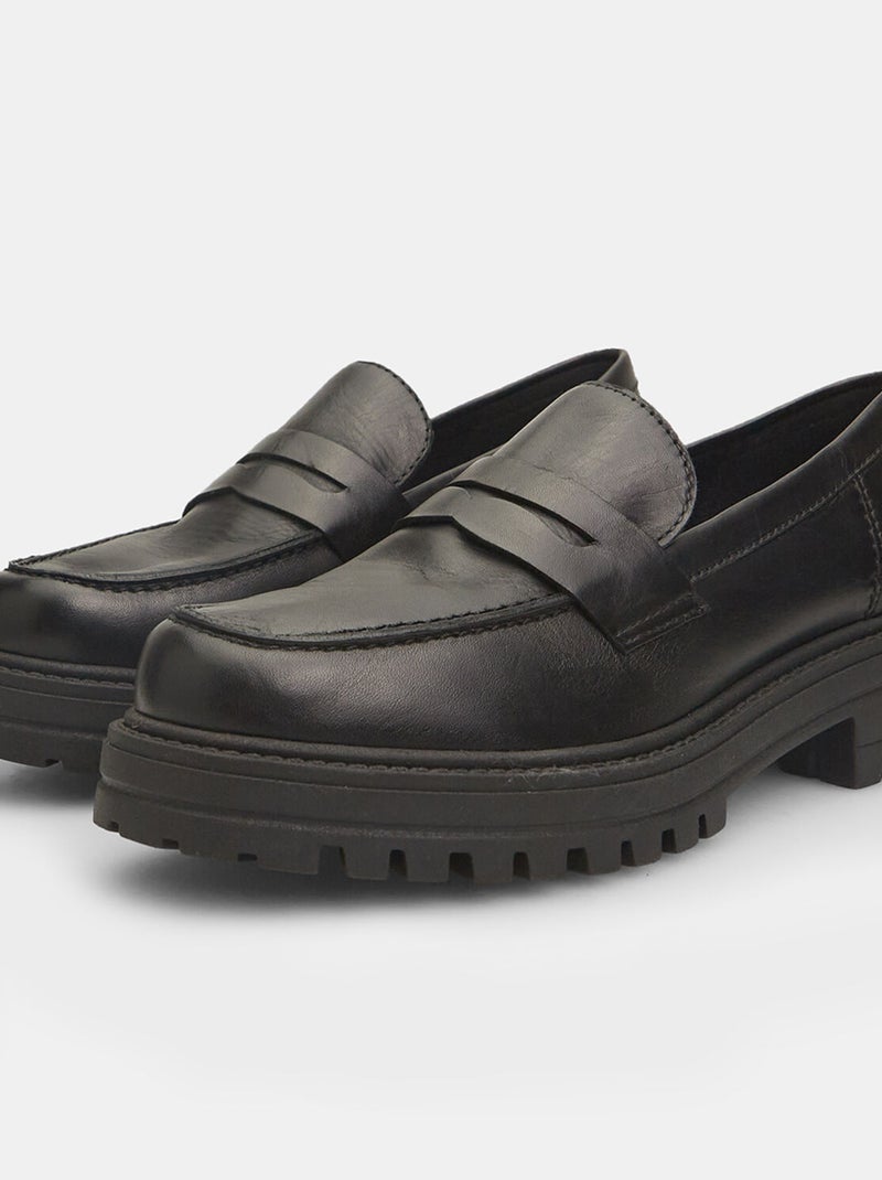 Mocassins en cuir BATA Noir - Kiabi