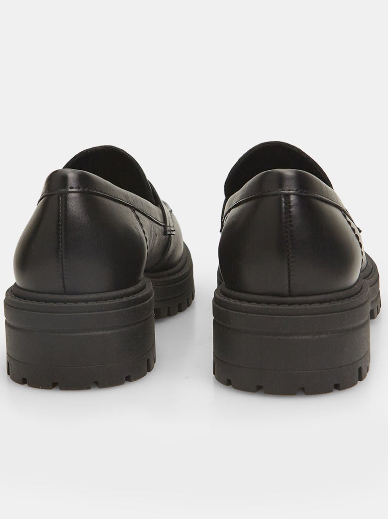Mocassins en cuir BATA Noir - Kiabi