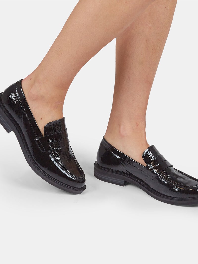 Mocassins en cuir BATA Noir - Kiabi