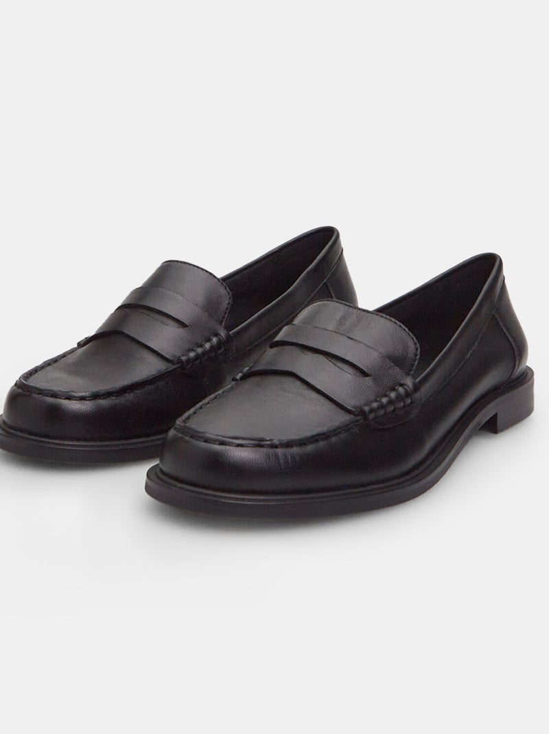 Mocassins en cuir BATA Noir - Kiabi