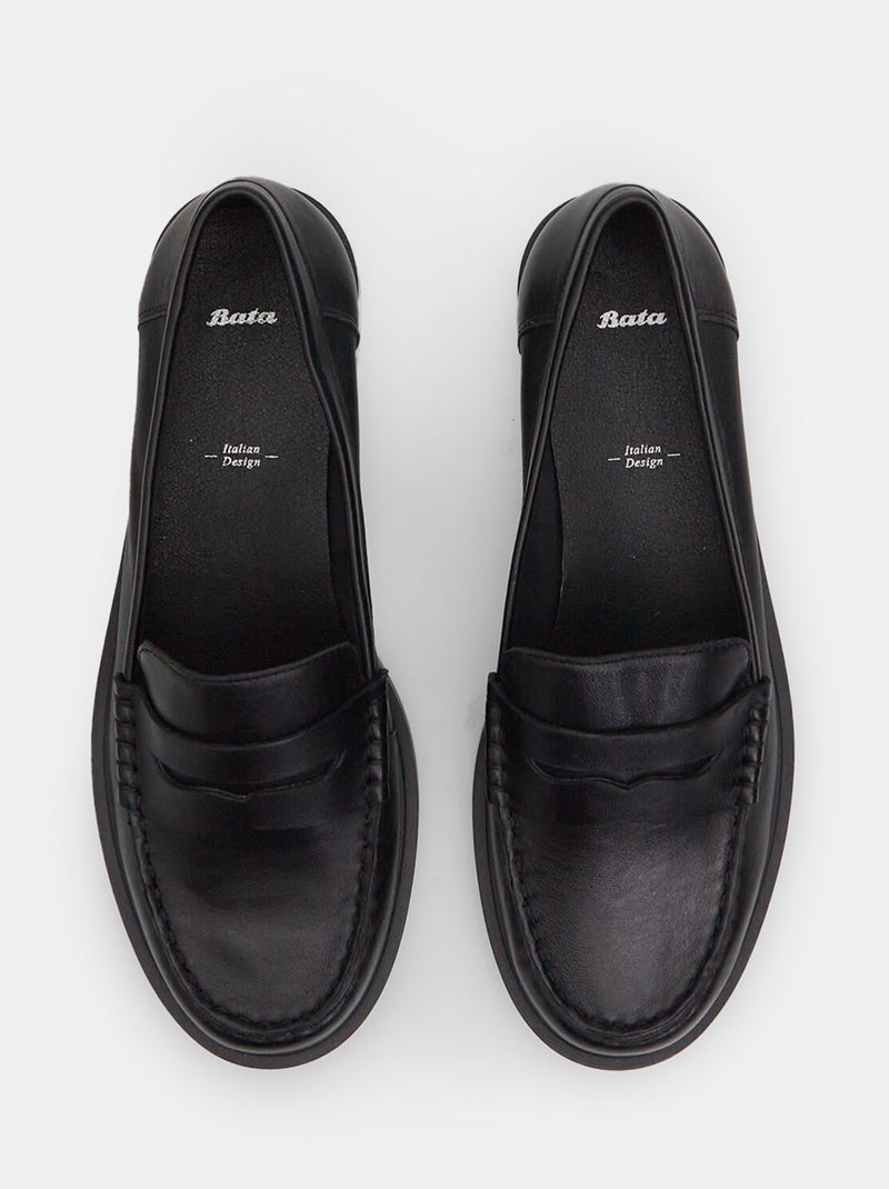 Mocassins en cuir BATA Noir - Kiabi