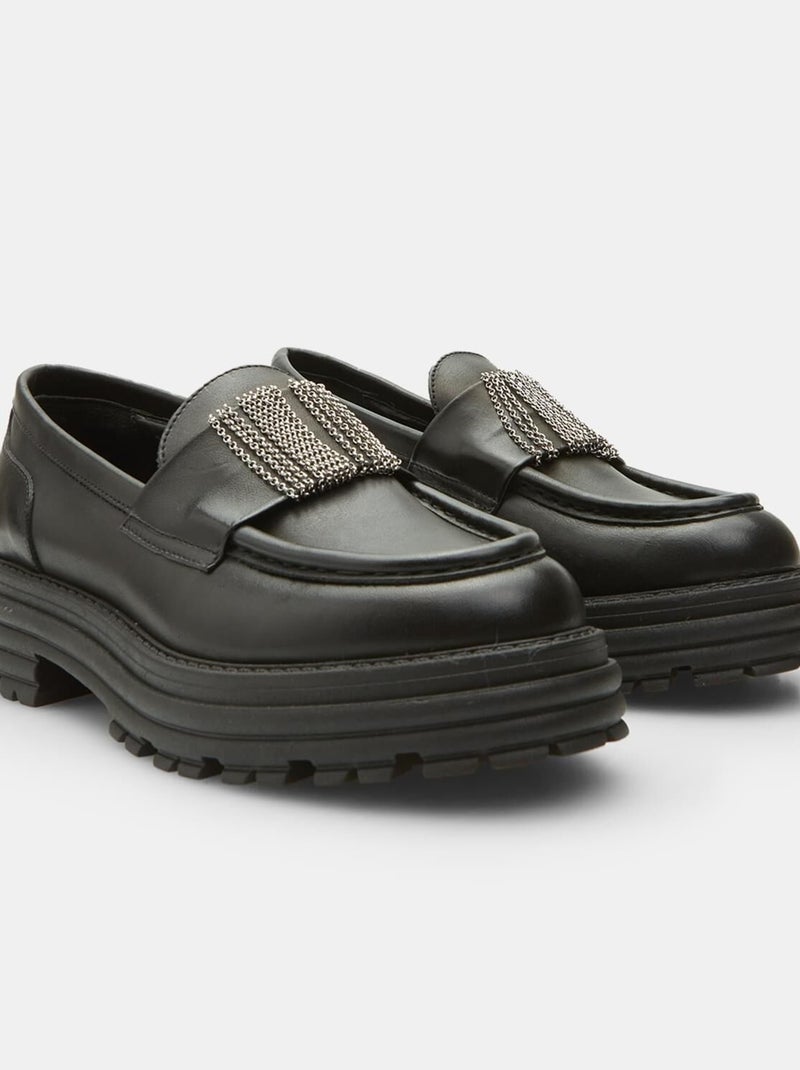 Mocassins en cuir  BATA Noir - Kiabi