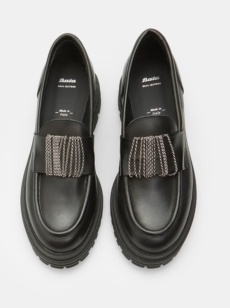 Mocassins en cuir  BATA Noir - Kiabi