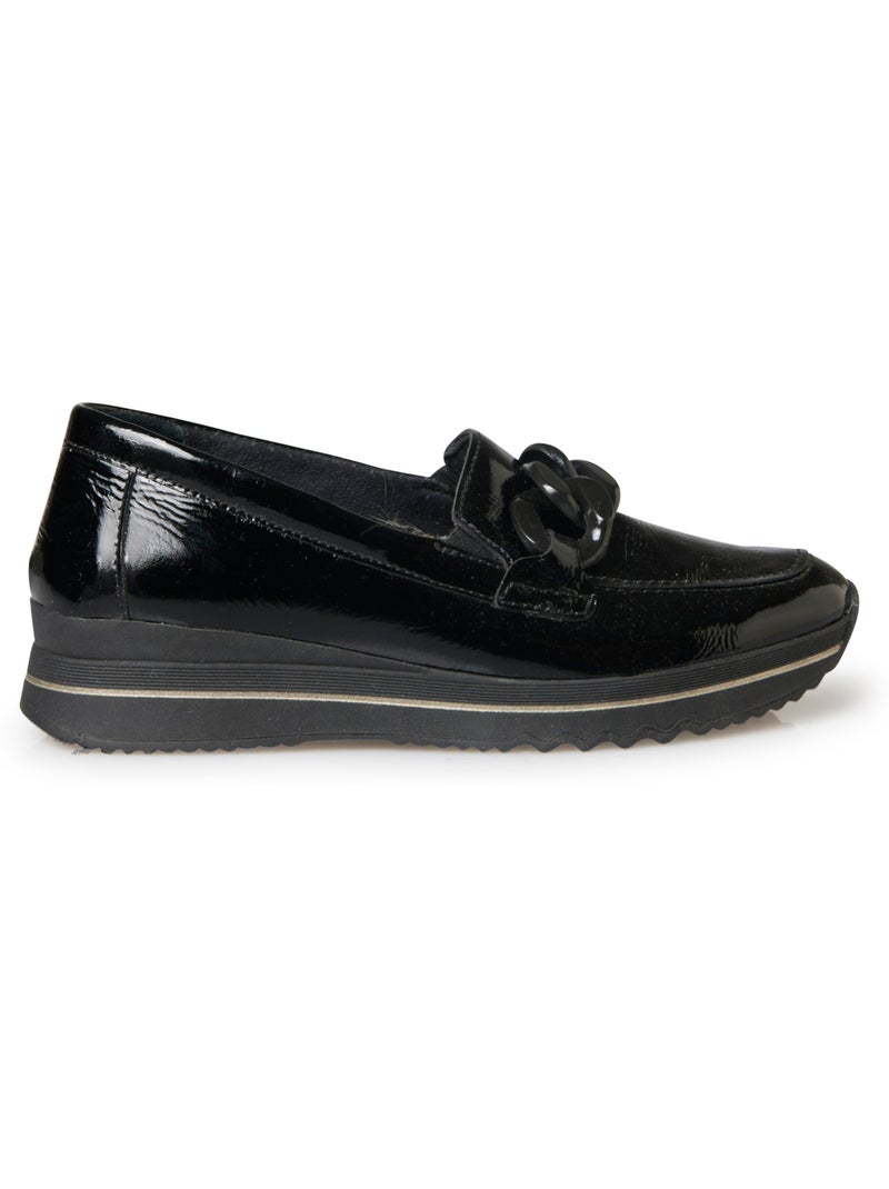Mocassins en cuir chaînette fantaisie - PEDICONFORT Noir - Kiabi