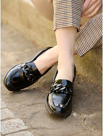 Mocassins en cuir chaînette fantaisie