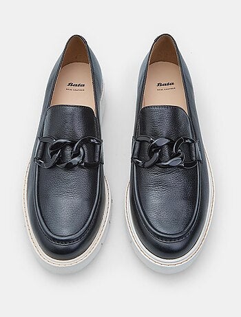 Mocassins en cuir comfortables avec accessoire BATA