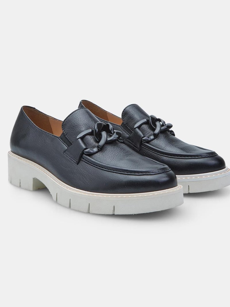 Mocassins en cuir comfortables avec accessoire BATA Noir - Kiabi