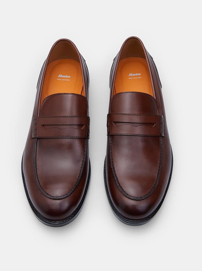 Mocassins en cuir élégants confortables  BATA Marron - Kiabi