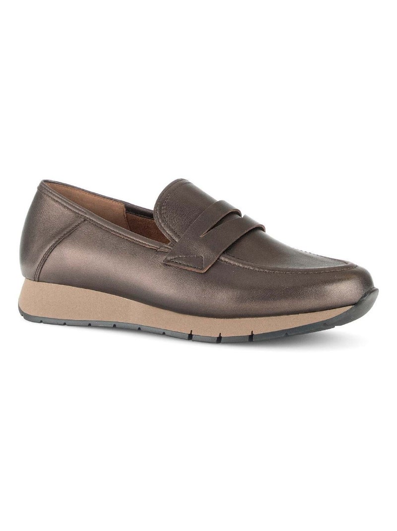 Mocassins  en cuir lisse Bronze - Kiabi