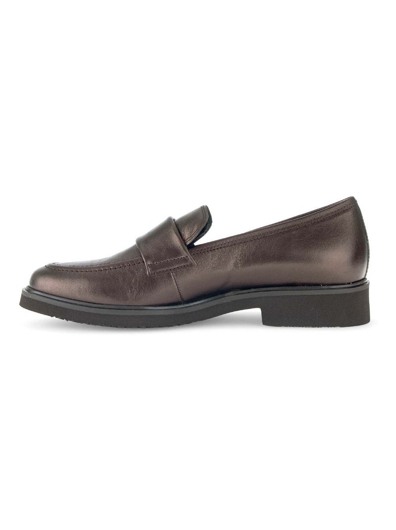 Mocassins  en cuir lisse Bronze - Kiabi
