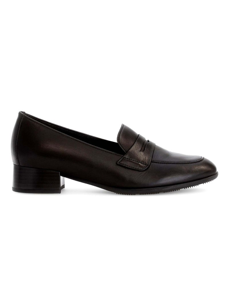 Mocassins  en cuir lisse Gabor Noir Noir - Kiabi