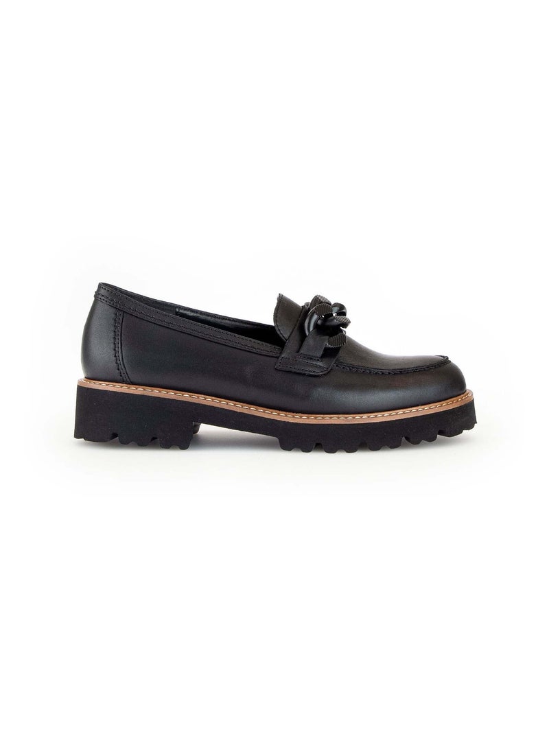 Mocassins  en cuir lisse Gabor Noir Noir - Kiabi