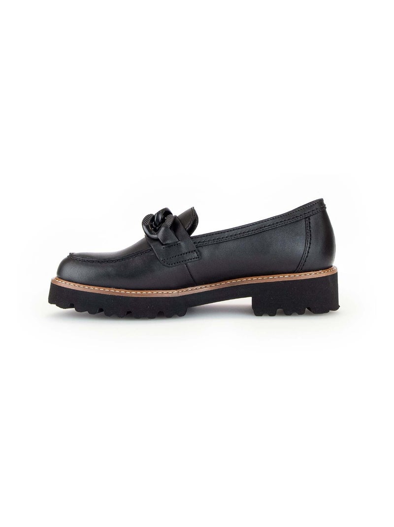 Mocassins  en cuir lisse Gabor Noir Noir - Kiabi