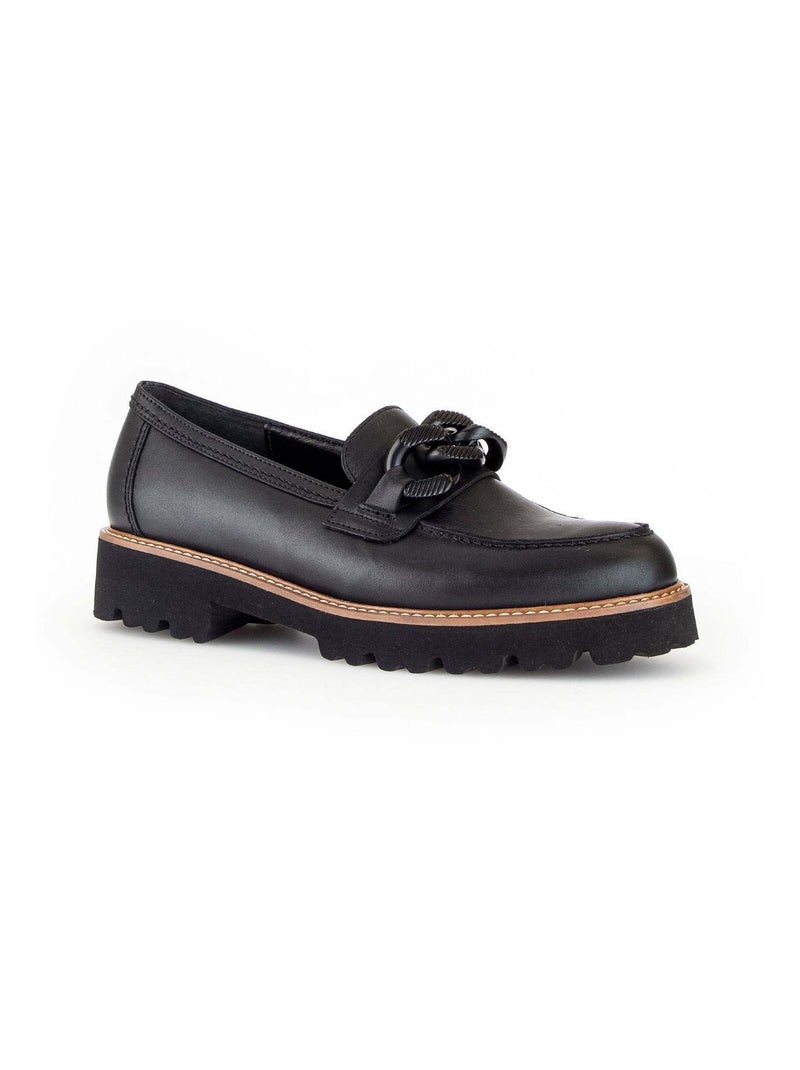 Mocassins  en cuir lisse Gabor Noir Noir - Kiabi