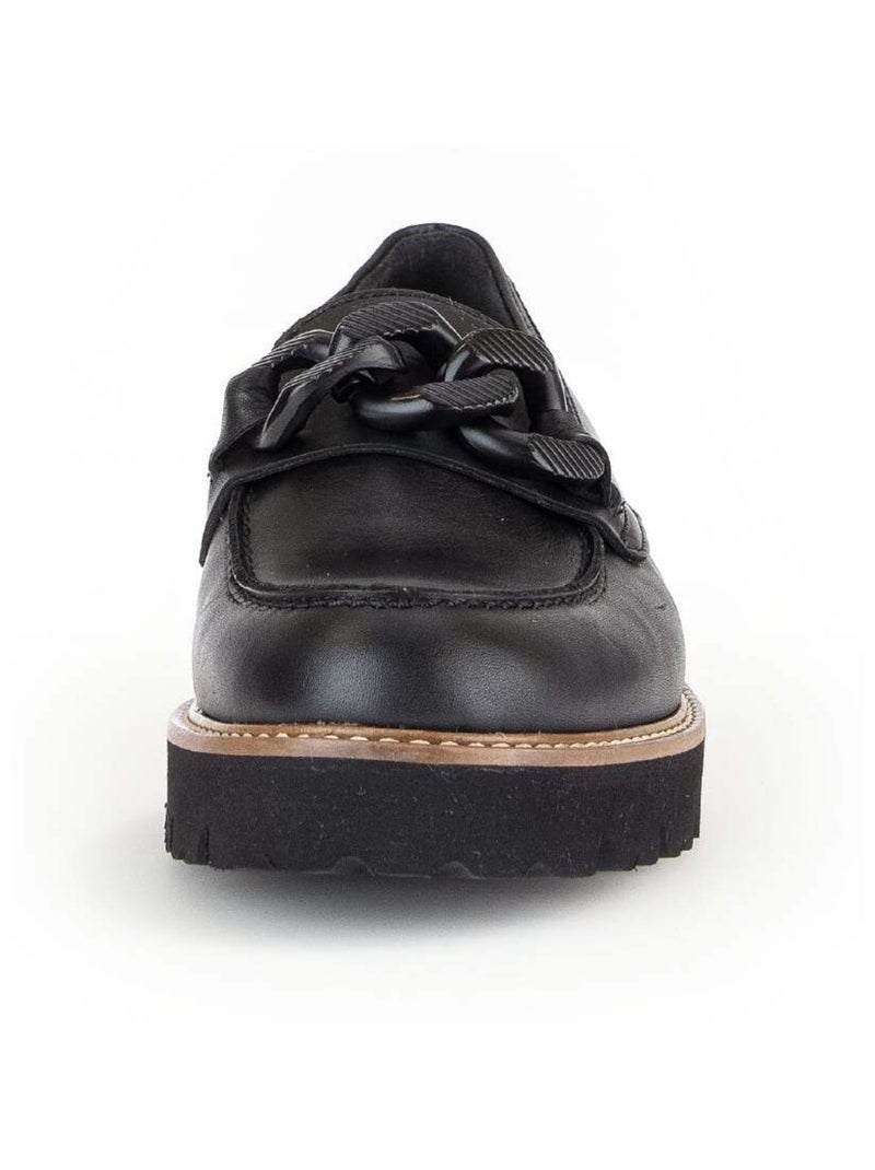 Mocassins  en cuir lisse Gabor Noir Noir - Kiabi